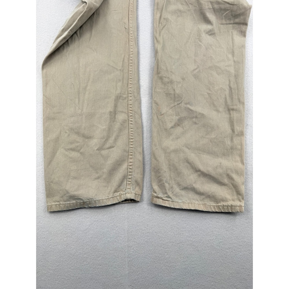 Distressed Levis 505 Regular Fit Khaki Tan Cotton Jeans Mens 38x34 (38x33) - Picture 11 of 13